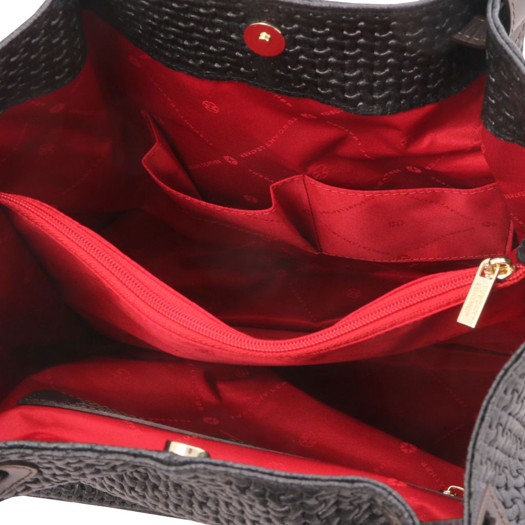 tl-keyluck-woven-printed-leather-shopping-bag-tl141573 - Musta - kuva 5