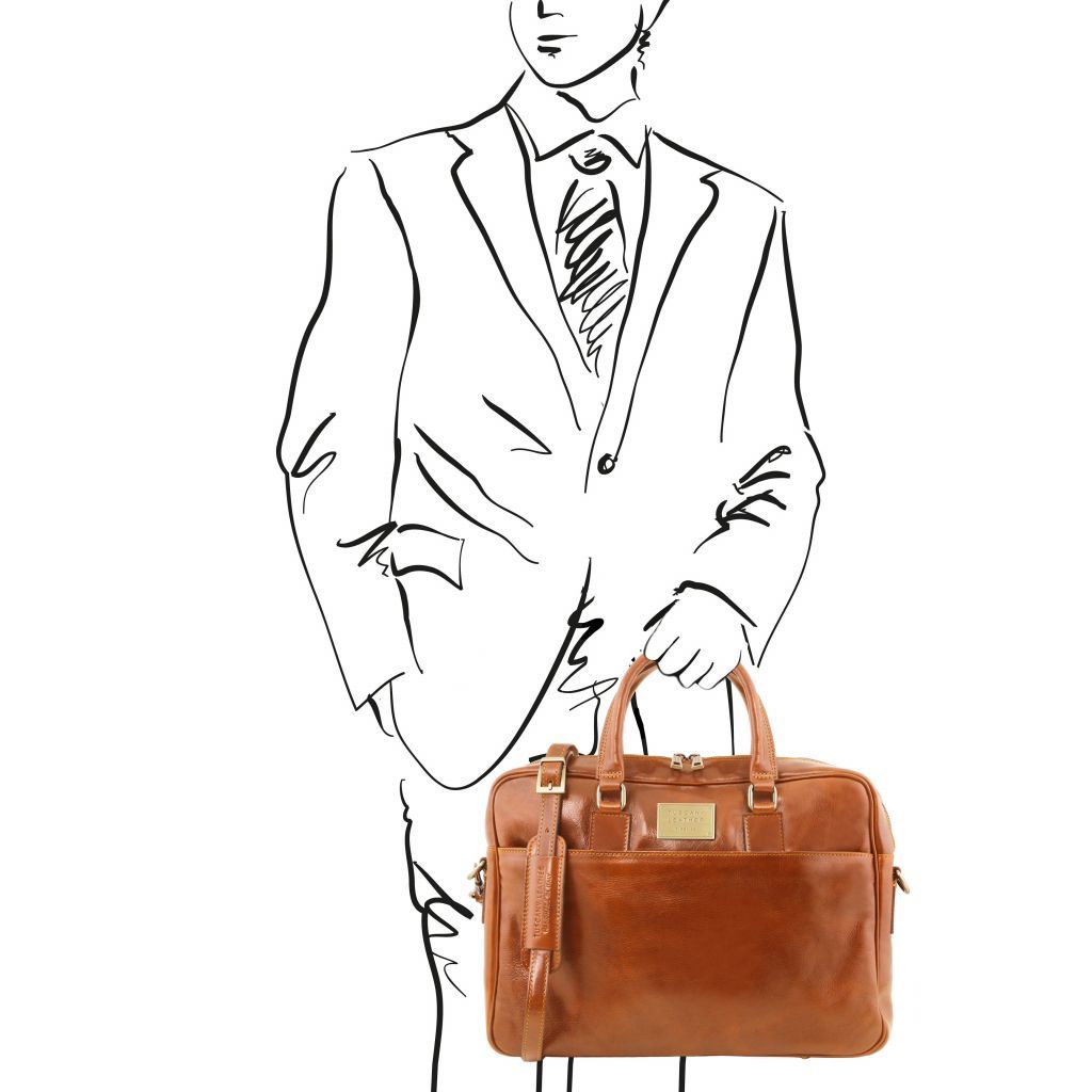 urbino-leather-laptop-briefcase-2-compartments-with-front-pocket-tl141894 - Hunaja - kuva 2