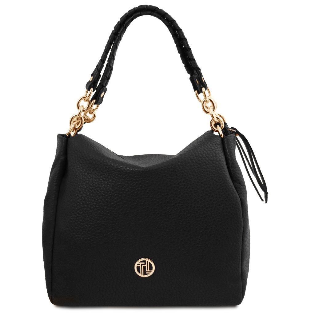 amy-soft-leather-shopping-bag-tl142385 - Musta