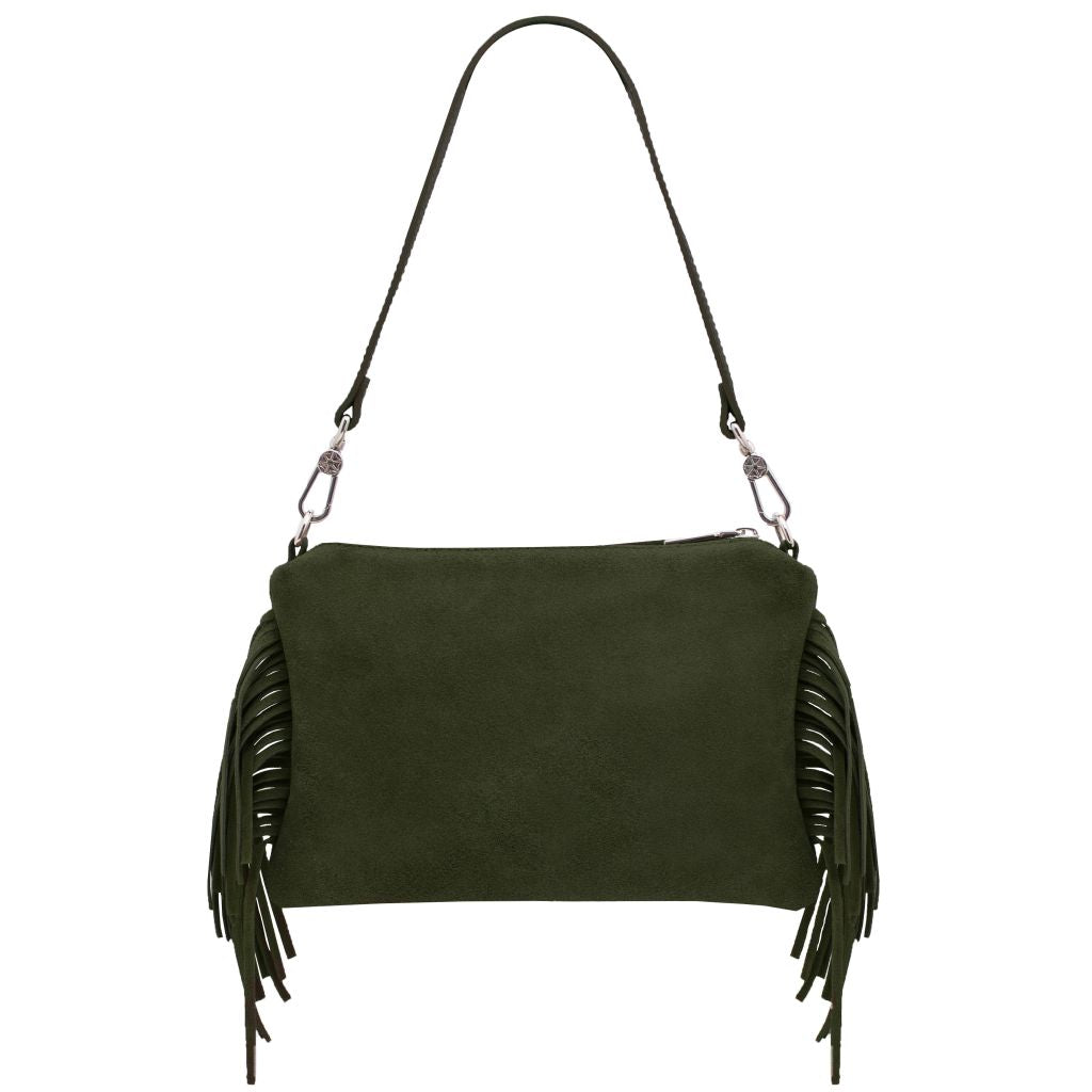 nomade-suede-leather-fringe-clutch-tl142495 - Metsänvihreä - kuva 3