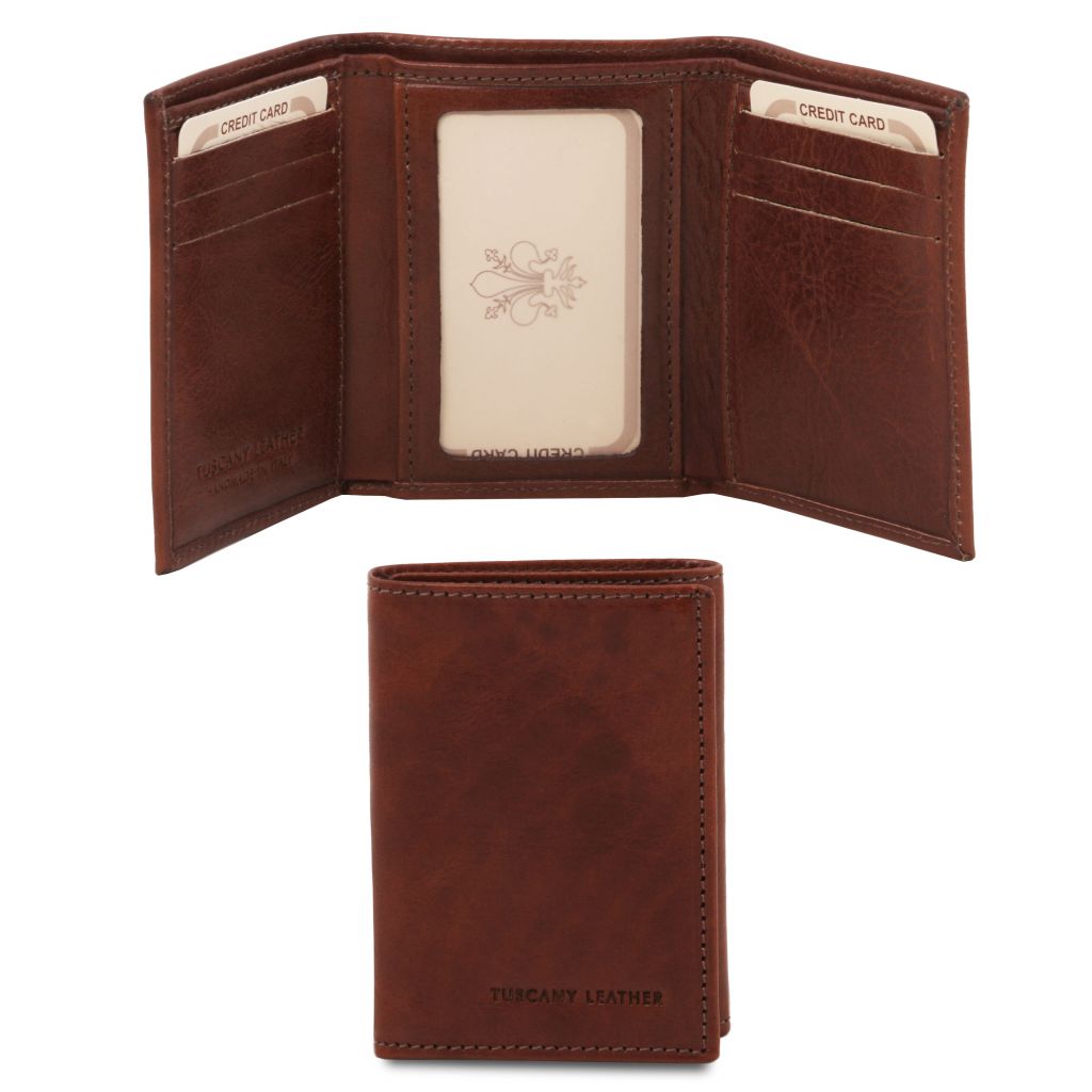 exclusive-3-fold-leather-wallet-tl140801 - Ruskea
