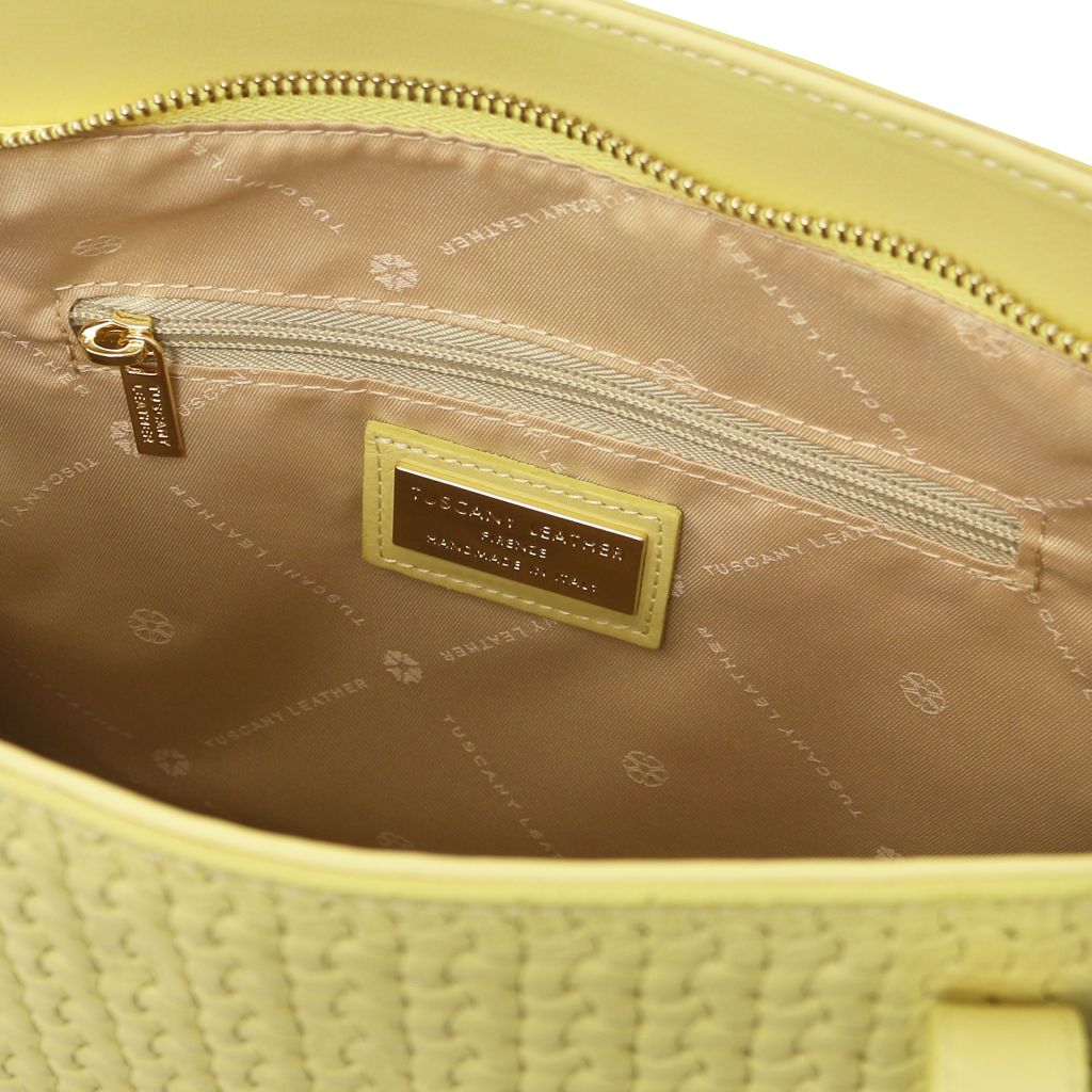 dedalo-woven-printed-leather-shopping-bag-tl142578 - Pastellinkeltainen - kuva 5