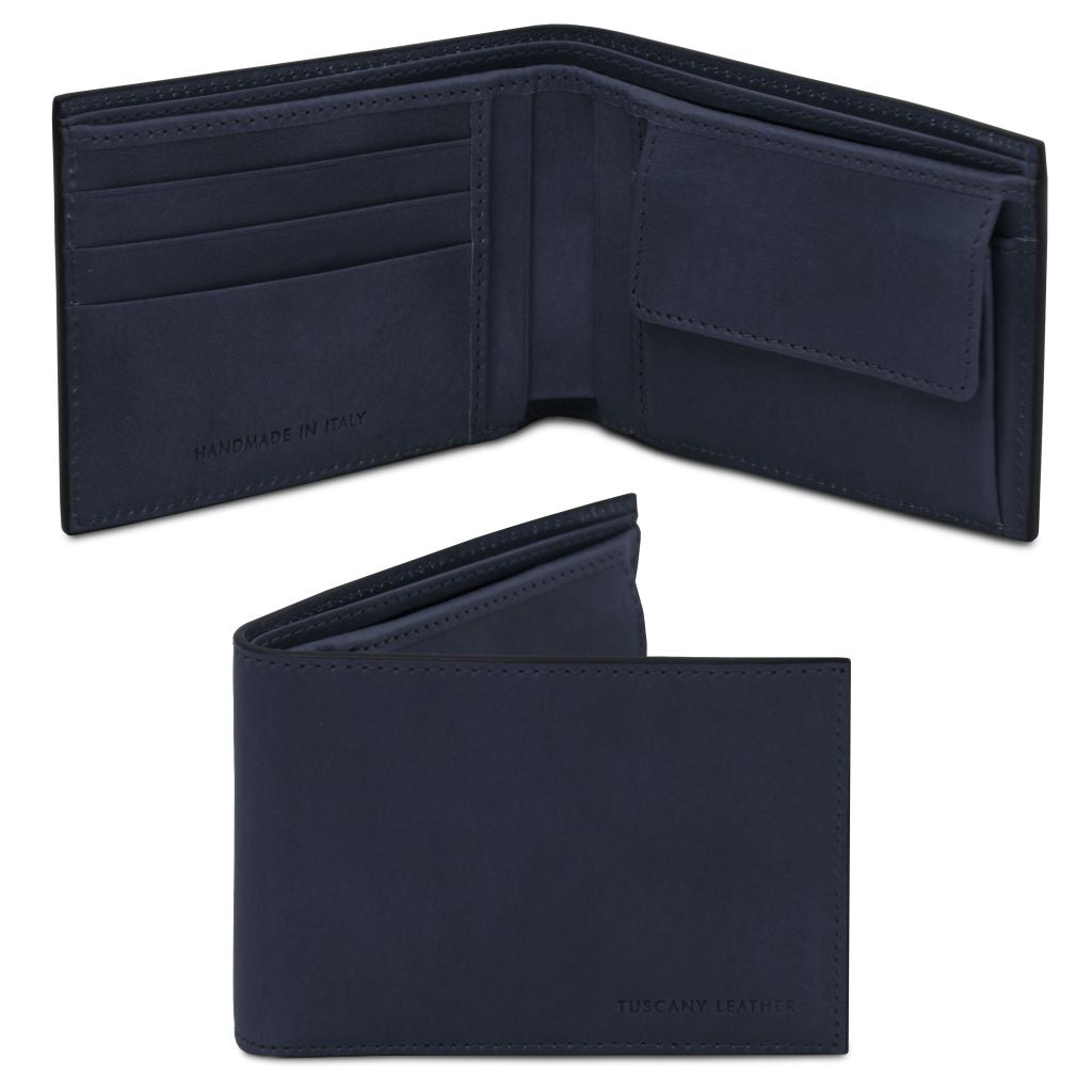 exclusive-2-fold-leather-wallet-for-men-with-coin-pocket-tl142552 - Tummansininen