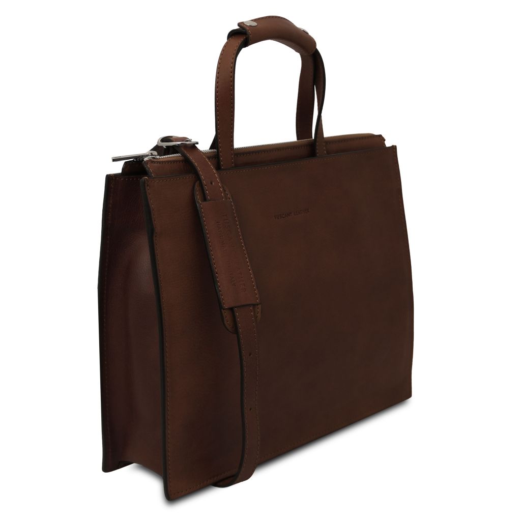 palermo-leather-briefcase-3-compartments-for-women-tl142452 - Tummanruskea - kuva 2