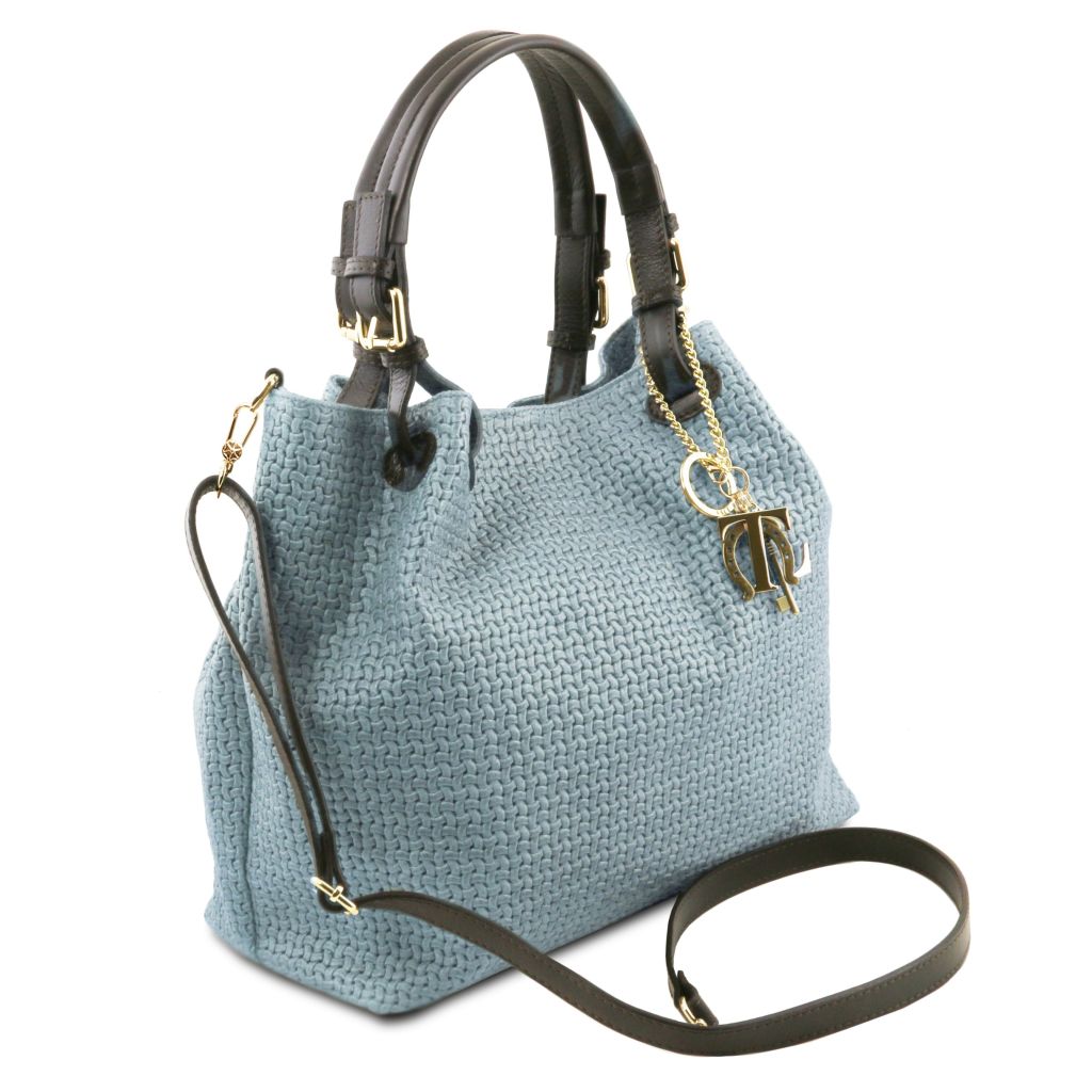 tl-keyluck-woven-printed-leather-shopping-bag-tl141573 - Vaaleansininen - kuva 2