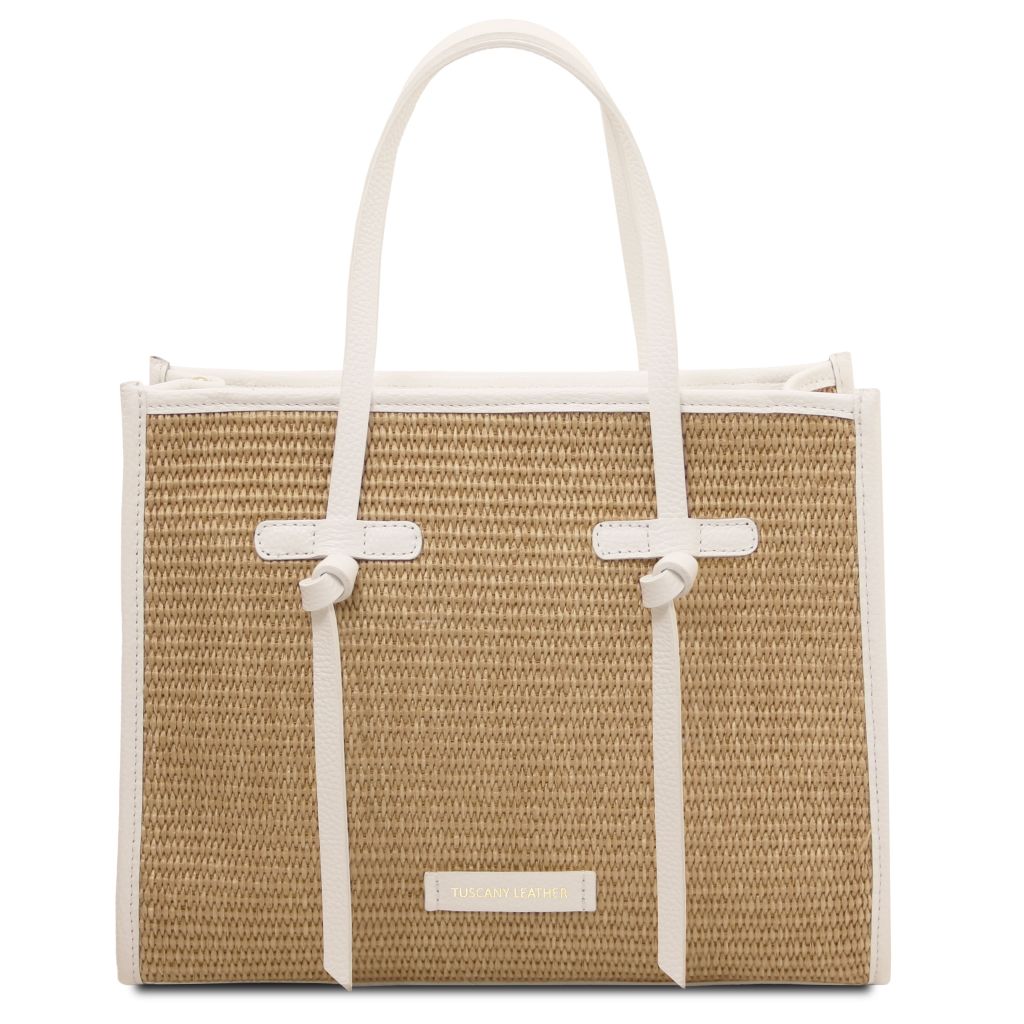 frame-raffia-shoulder-bag-tl142566 - Valkoinen