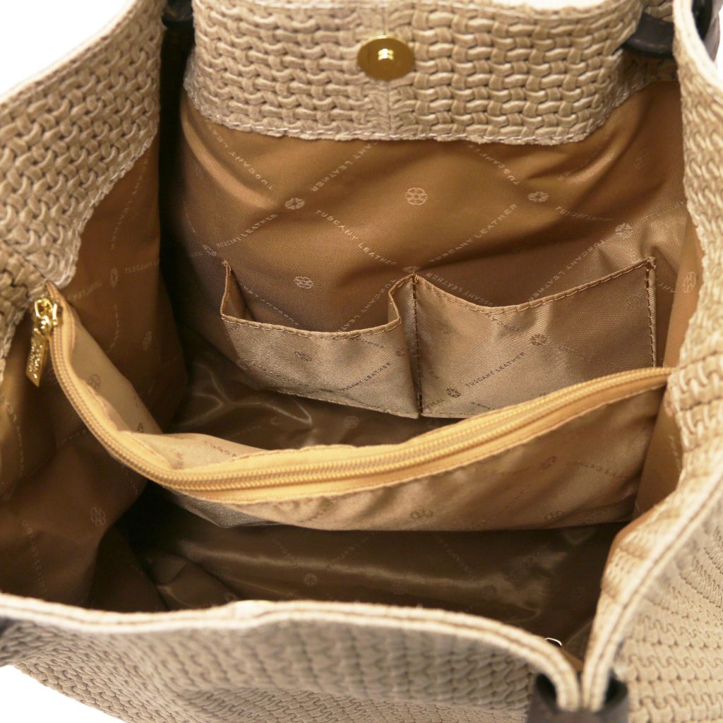 tl-keyluck-woven-printed-leather-shopping-bag-tl141573 - Beige - kuva 5