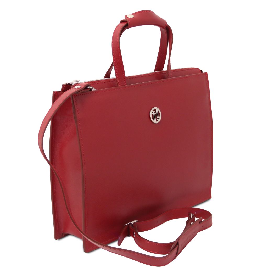 palermo-saffiano-leather-briefcase-3-compartments-for-women-tl141369 - Punainen - kuva 2