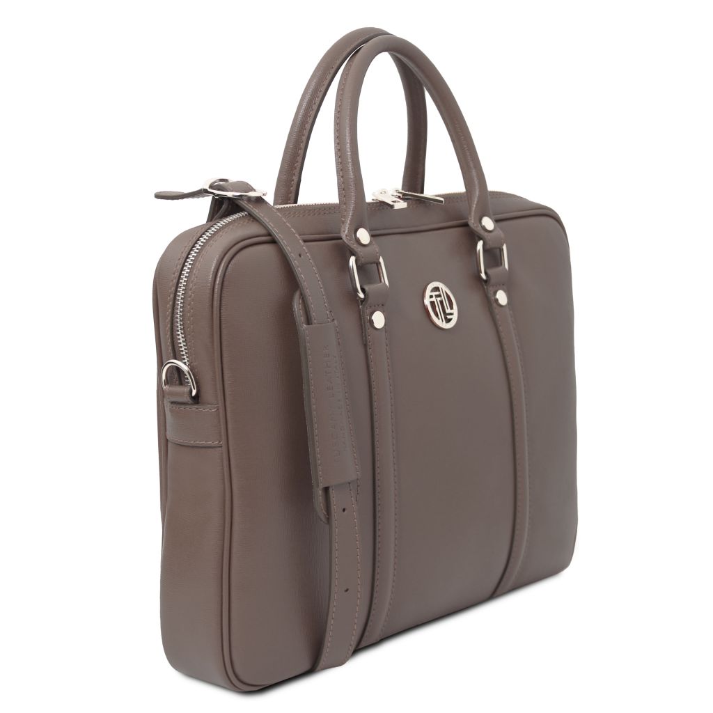 prato-exclusive-saffiano-leather-laptop-case-tl142453 - Tumma taupe - kuva 2