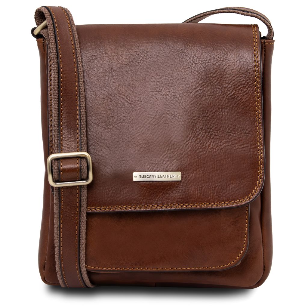 jimmy-leather-crossbody-bag-for-men-with-front-pocket-tl141407 - Ruskea