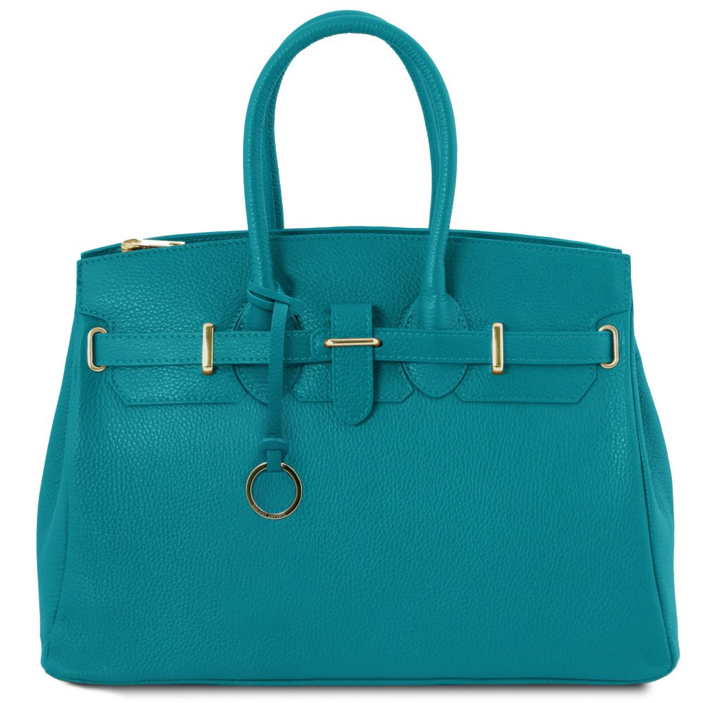 tl-bag-leather-handbag-with-golden-hardware-tl141529 - Turkoosi
