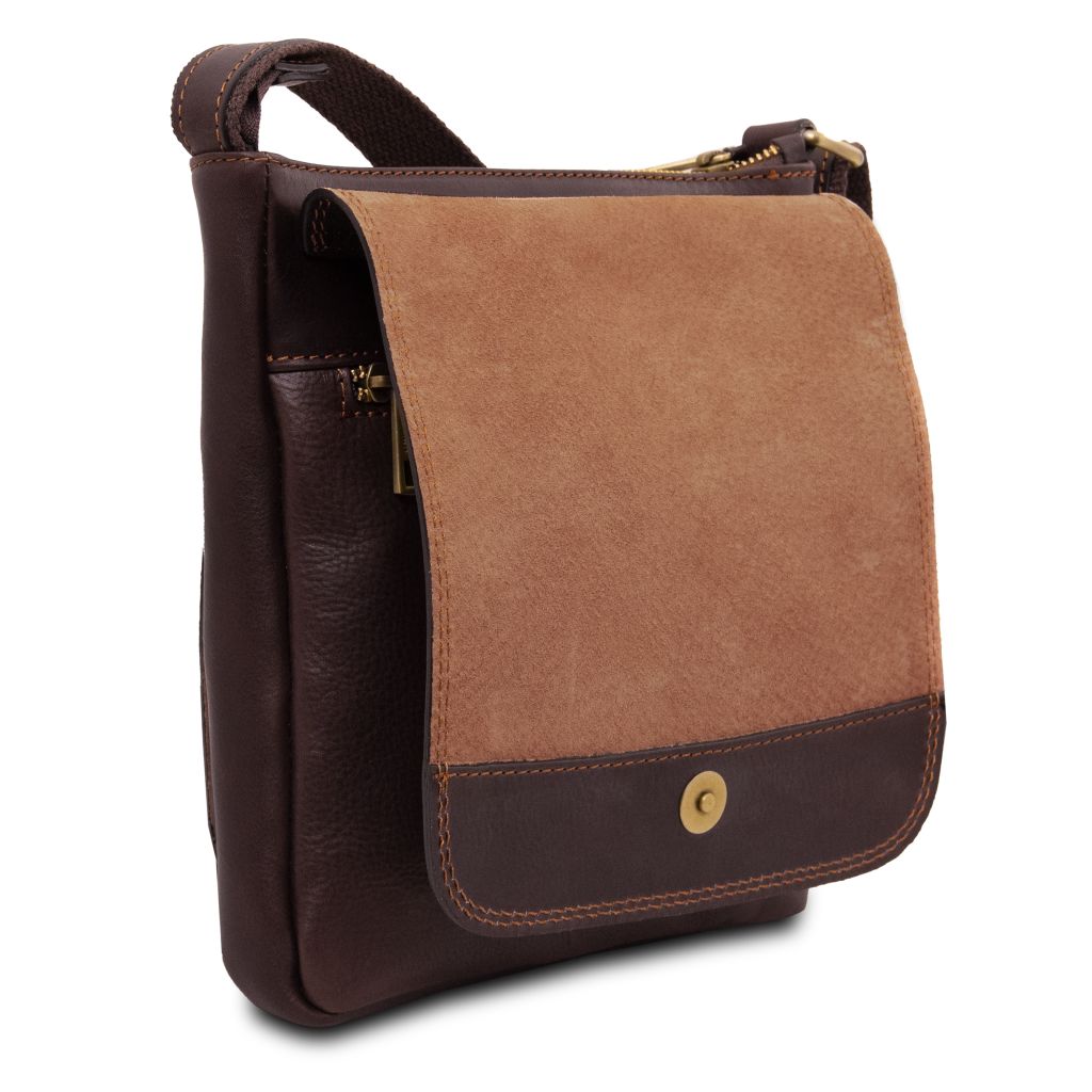 jimmy-leather-crossbody-bag-for-men-with-front-pocket-tl141407 - Tummanruskea - kuva 5