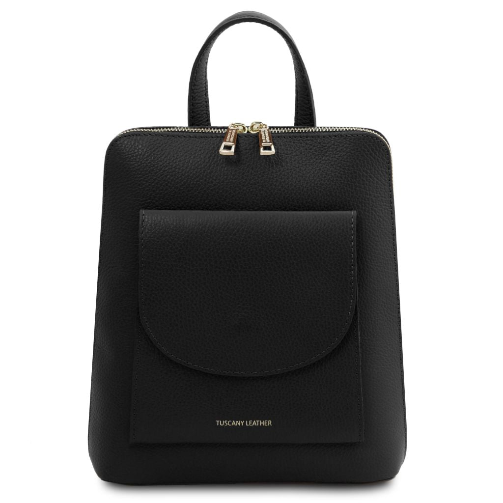 tl-bag-small-leather-backpack-for-women-tl142092 - Musta