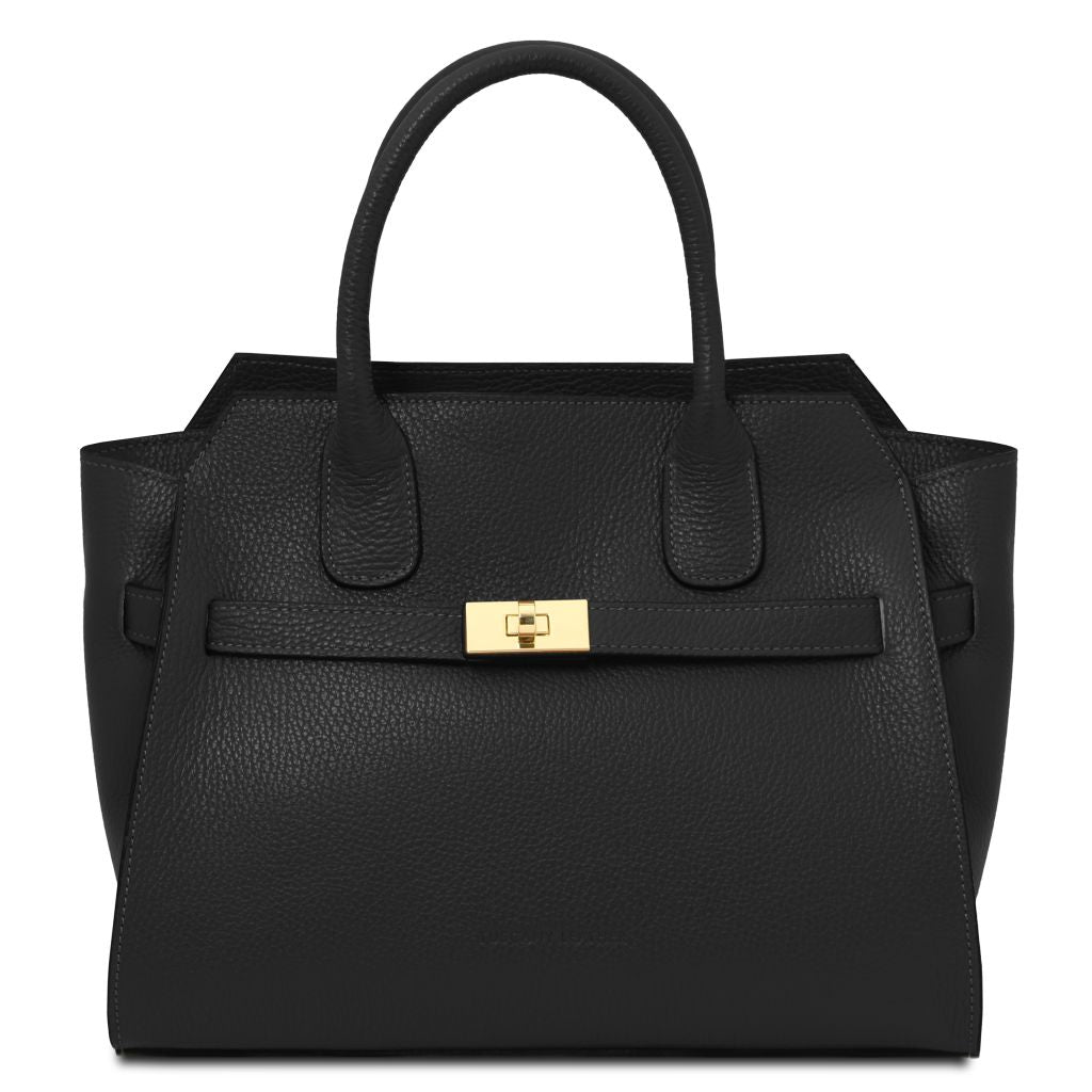 origami-leather-tote-tl142507 - Musta