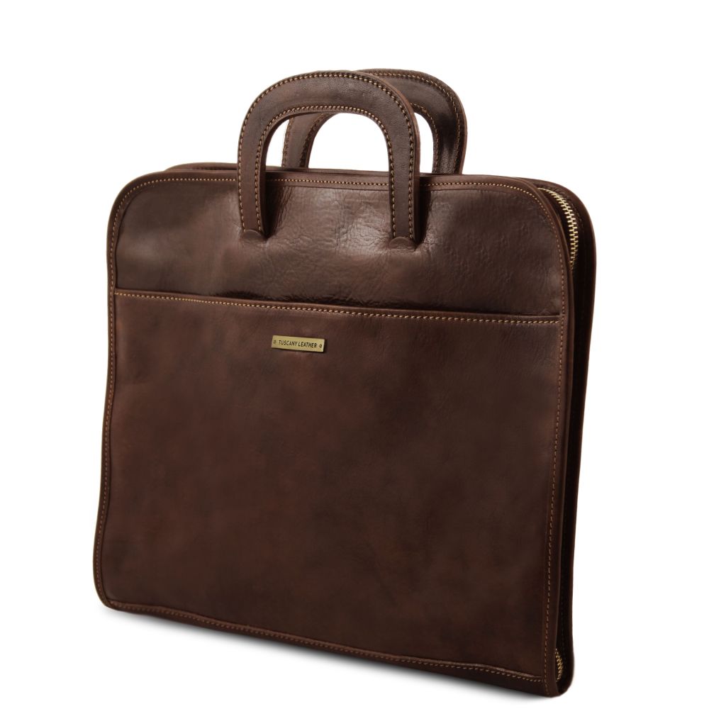 sorrento-document-leather-briefcase-tl141022 - Tummanruskea - kuva 3
