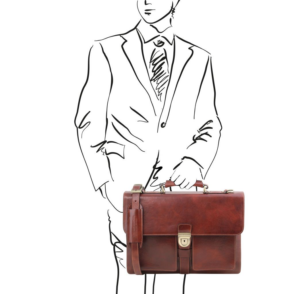 assisi-leather-briefcase-3-compartments-tl141825 - Ruskea - kuva 2