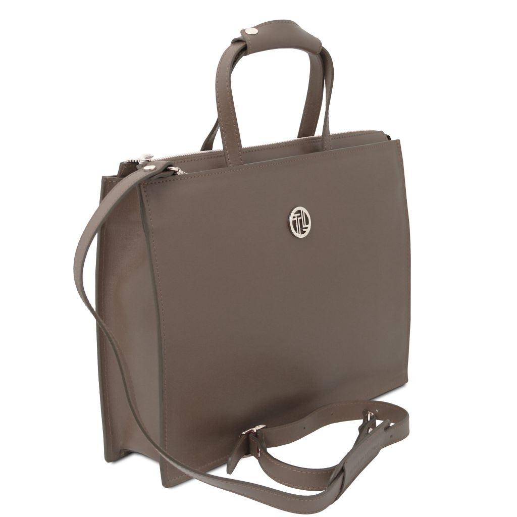 palermo-saffiano-leather-briefcase-3-compartments-for-women-tl141369 - Tumma taupe - kuva 2