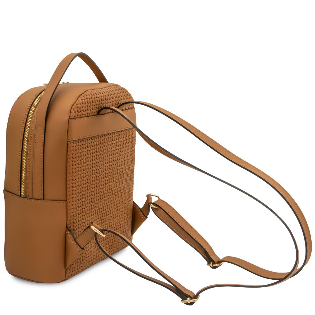 dedalo-woven-printed-leather-backpack-tl142576 - Konjakki - kuva 3