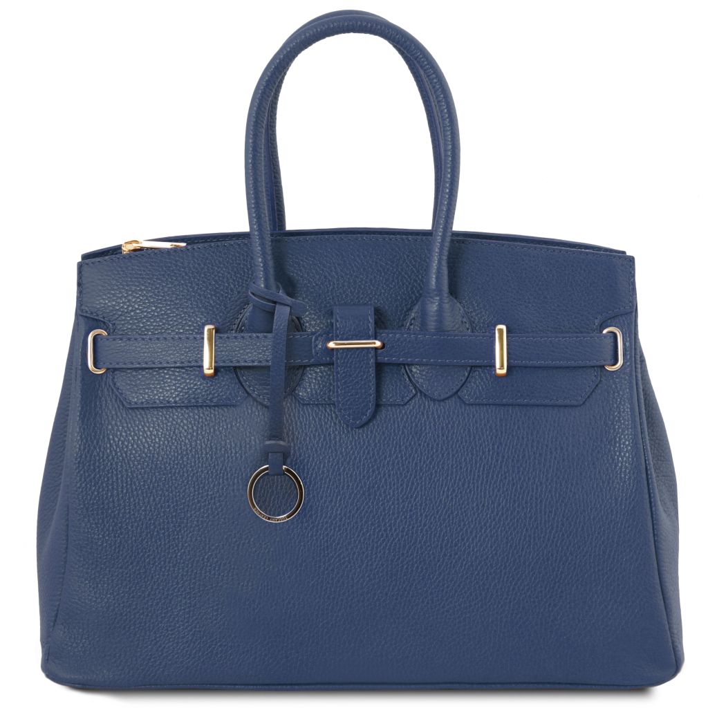 tl-bag-leather-handbag-with-golden-hardware-tl141529 - Tummansininen