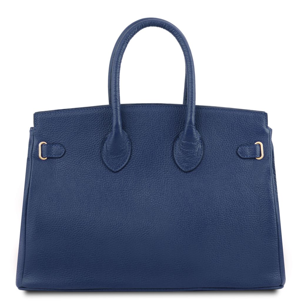 tl-bag-leather-handbag-with-golden-hardware-tl141529 - Tummansininen - kuva 3