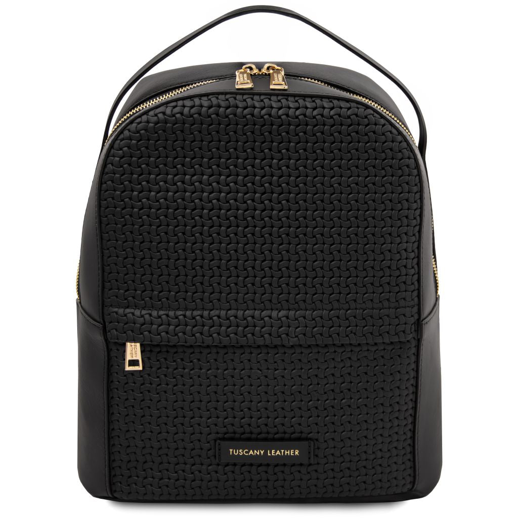 dedalo-woven-printed-leather-backpack-tl142576 - Musta