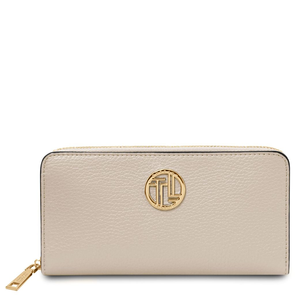 financier-exclusive-zip-around-leather-wallet-tl142485 - Beige