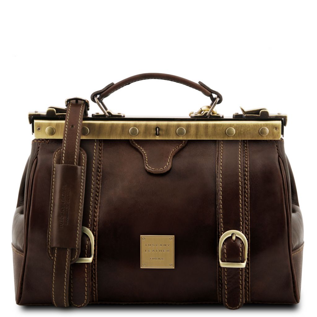 monalisa-doctor-gladstone-leather-bag-with-front-straps-tl10034 - Tummanruskea