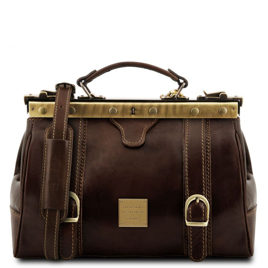 monalisa-doctor-gladstone-leather-bag-with-front-straps-tl10034 - Tummanruskea