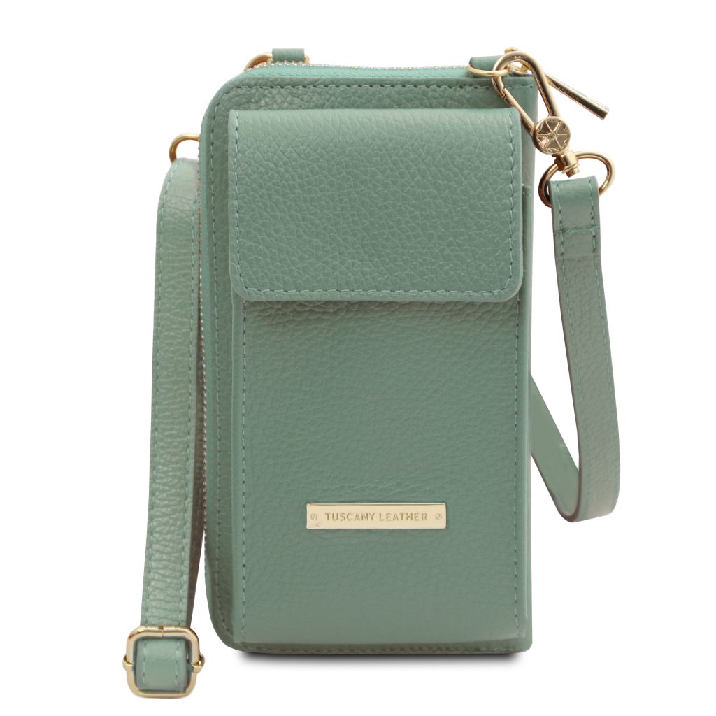 tl-bag-leather-wallet-phone-holder-with-strap-tl142323 - Mintunvihreä