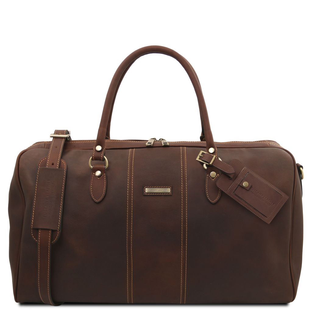 lisbona-travel-leather-duffle-bag-large-size-tl142557 - Tummanruskea