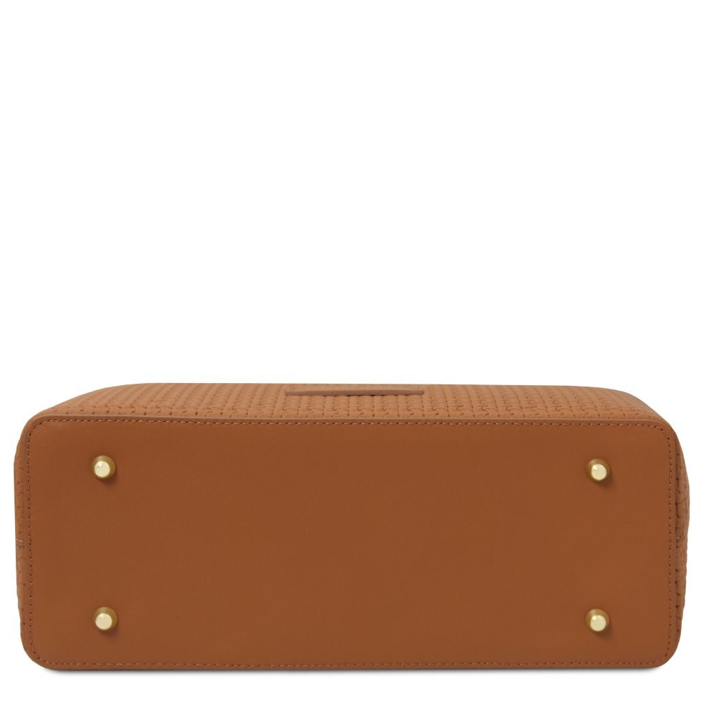 dedalo-woven-printed-leather-shopping-bag-tl142578 - Konjakki - kuva 4