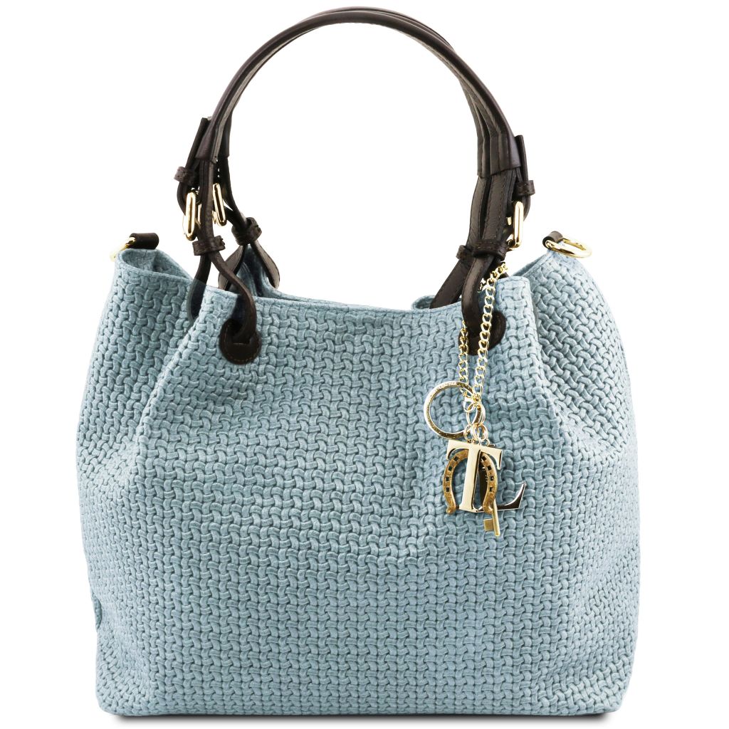 tl-keyluck-woven-printed-leather-shopping-bag-tl141573 - Vaaleansininen