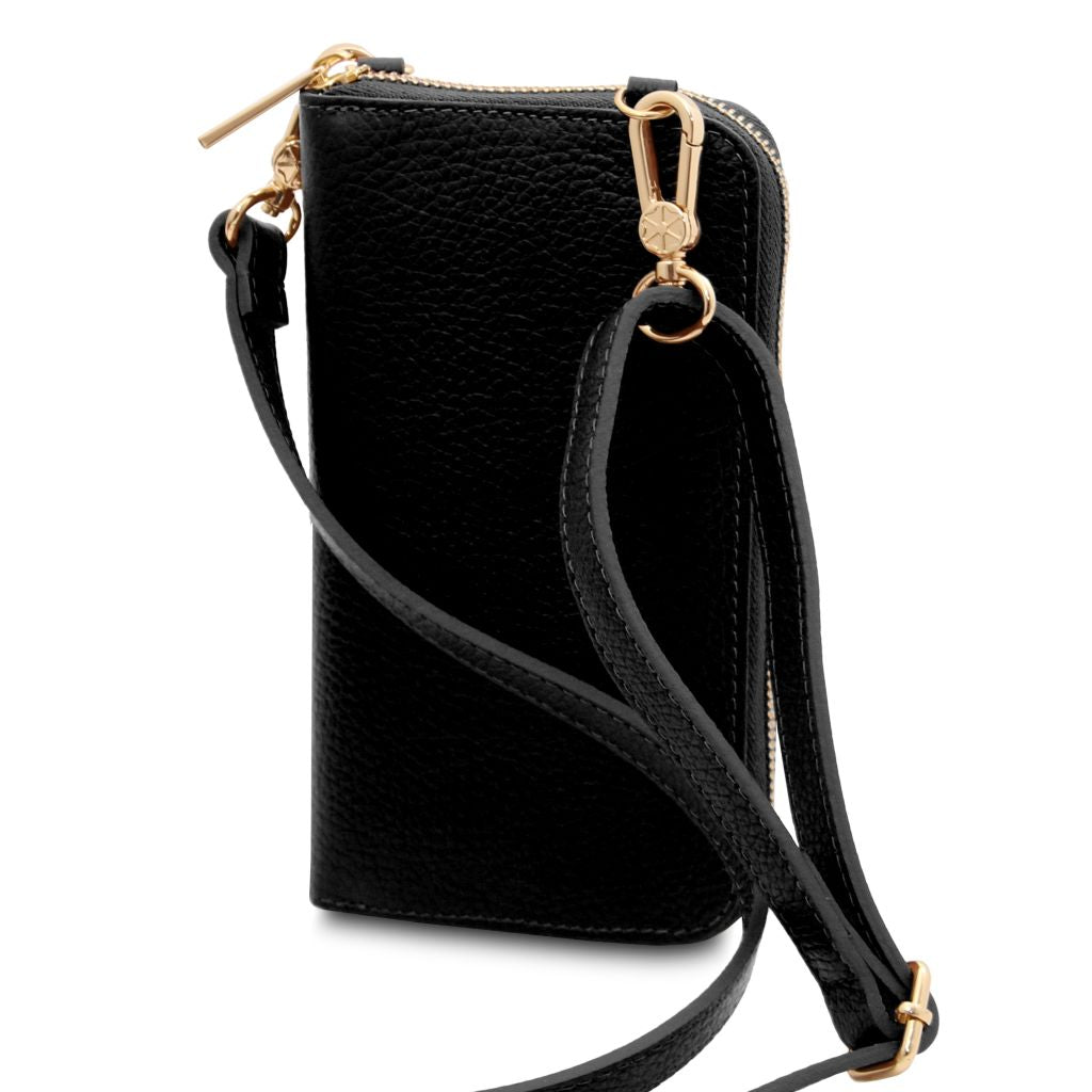 tl-bag-leather-wallet-phone-holder-with-strap-tl142323 - Musta - kuva 3
