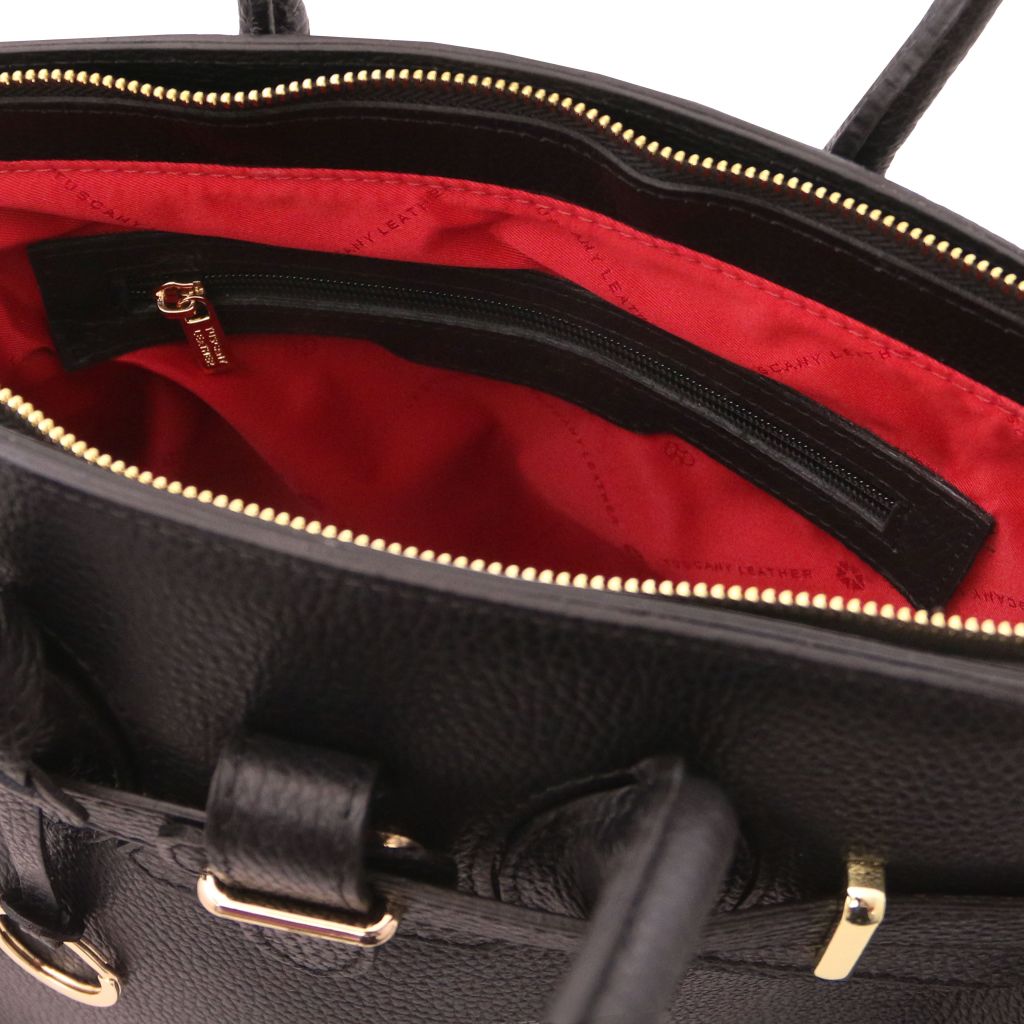 tl-bag-leather-handbag-with-golden-hardware-tl141529 - Musta - kuva 5