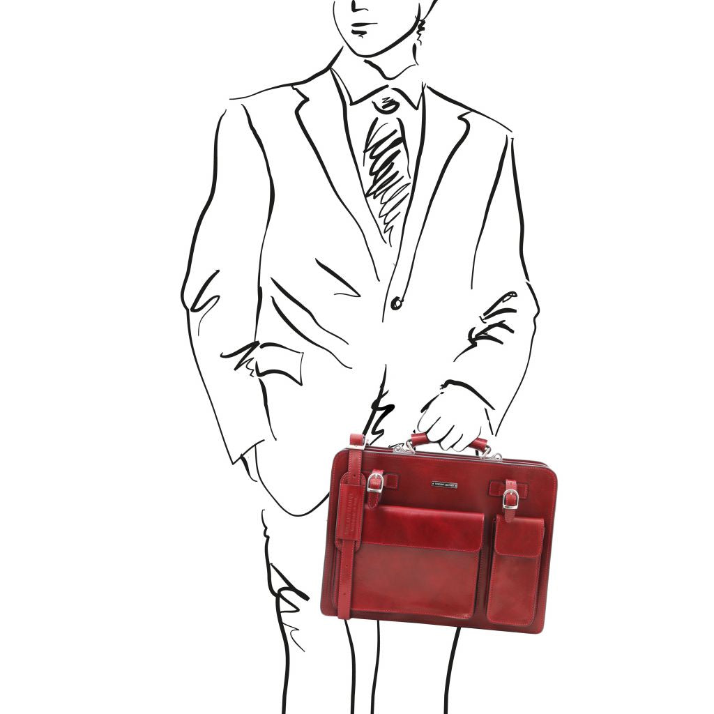 venezia-leather-briefcase-2-compartments-tl141268 - Punainen - kuva 6