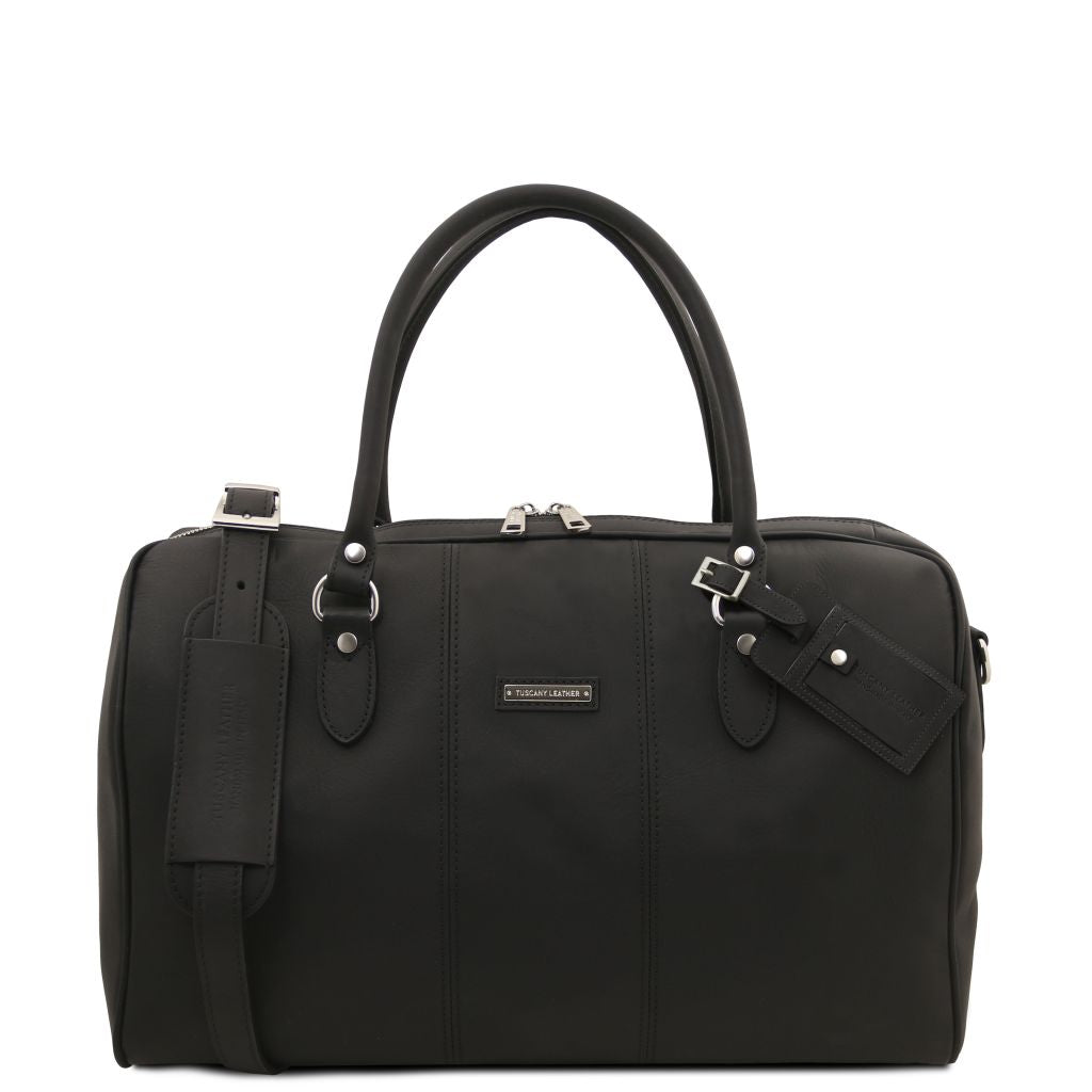 lisbona-travel-leather-duffle-bag-small-size-tl142558 - Musta
