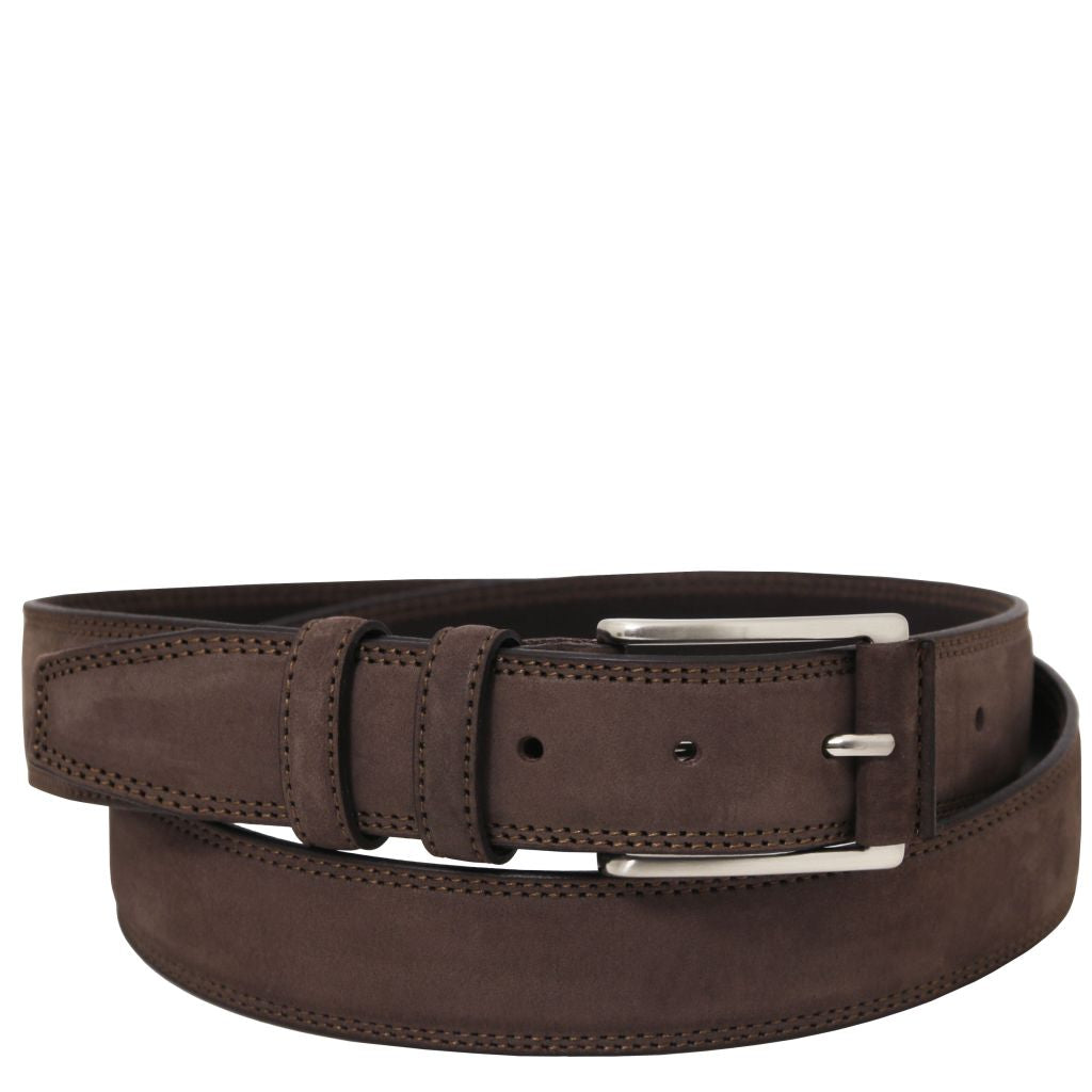 elegant-nubuck-leather-belt-35mm-tl142533 - Tummanruskea