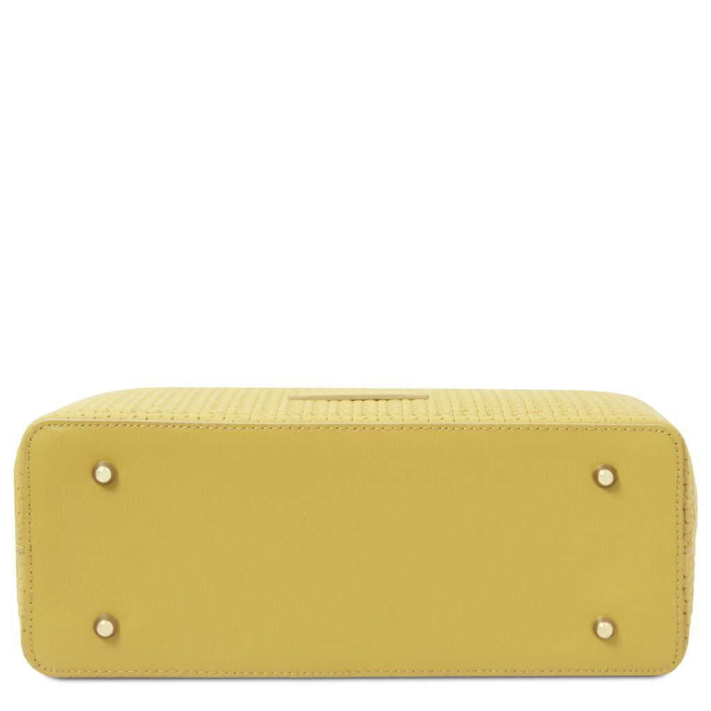 dedalo-woven-printed-leather-shopping-bag-tl142578 - Pastellinkeltainen - kuva 4