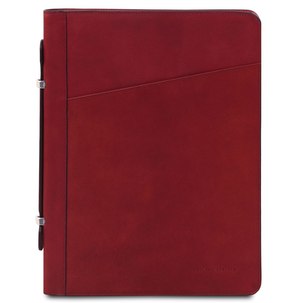 cesare-leather-document-case-with-handle-and-ring-binder-tl142554 - Punainen