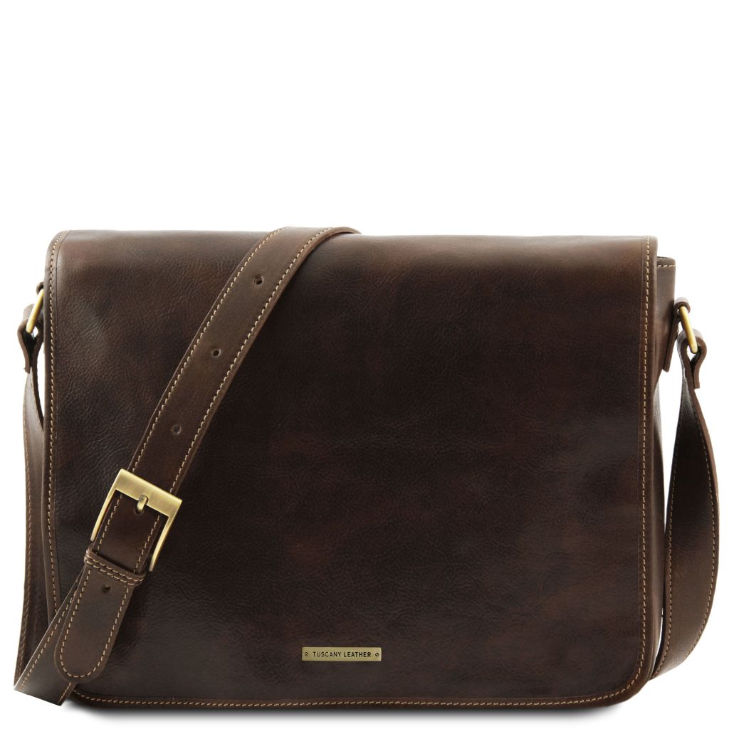 messenger-double-crossbody-leather-bag-tl90475 - Tummanruskea