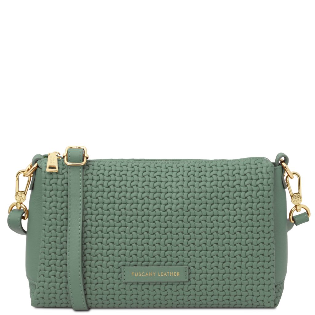 dedalo-woven-printed-leather-shoulder-bag-tl142577 - Vihreä