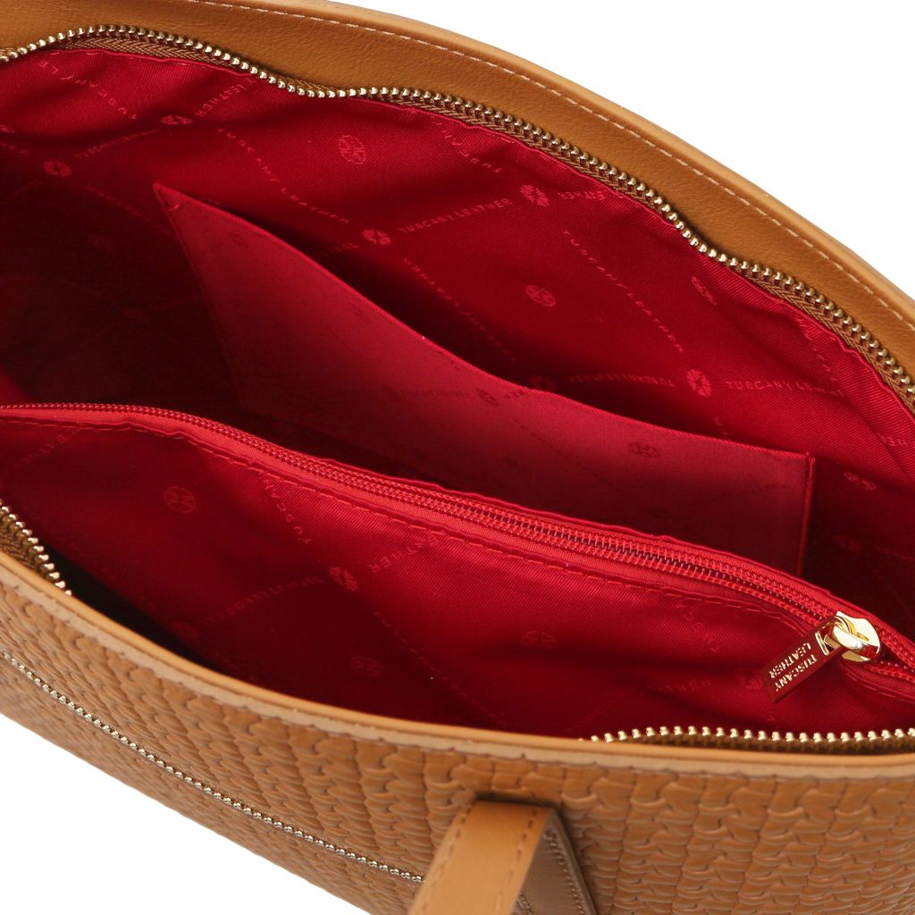 dedalo-woven-printed-leather-shopping-bag-tl142578 - Konjakki - kuva 6