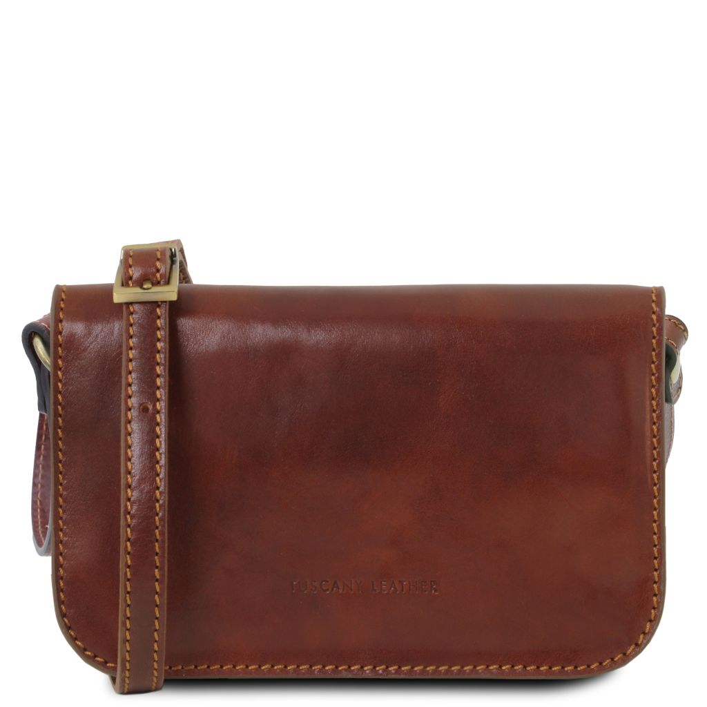 carmen-leather-shoulder-bag-with-flap-tl141713 - Ruskea