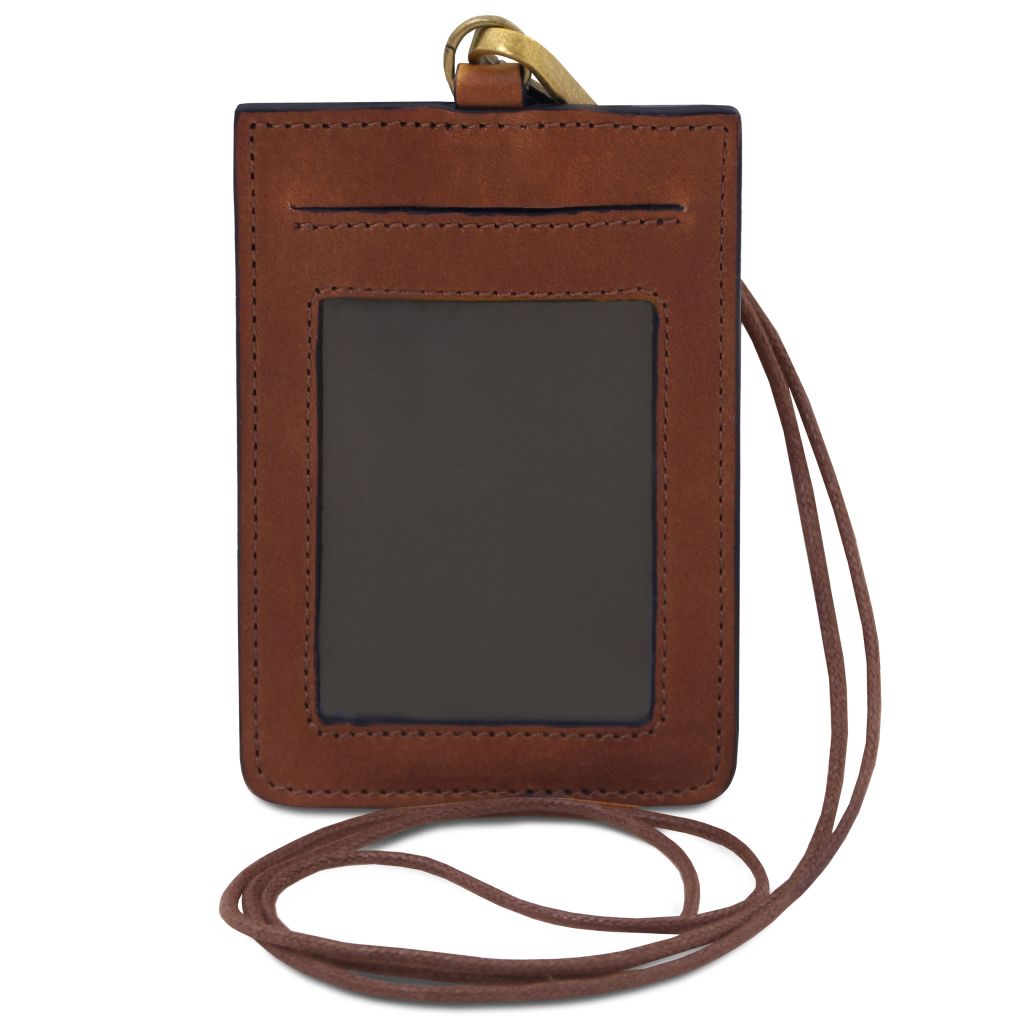 leather-badge-holder-tl142575 - Ruskea