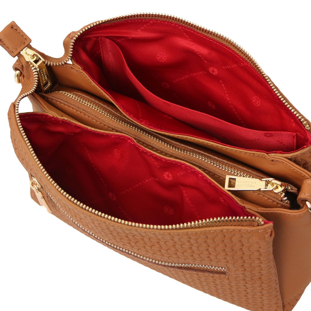dedalo-woven-printed-leather-shoulder-bag-tl142577 - Konjakki - kuva 7
