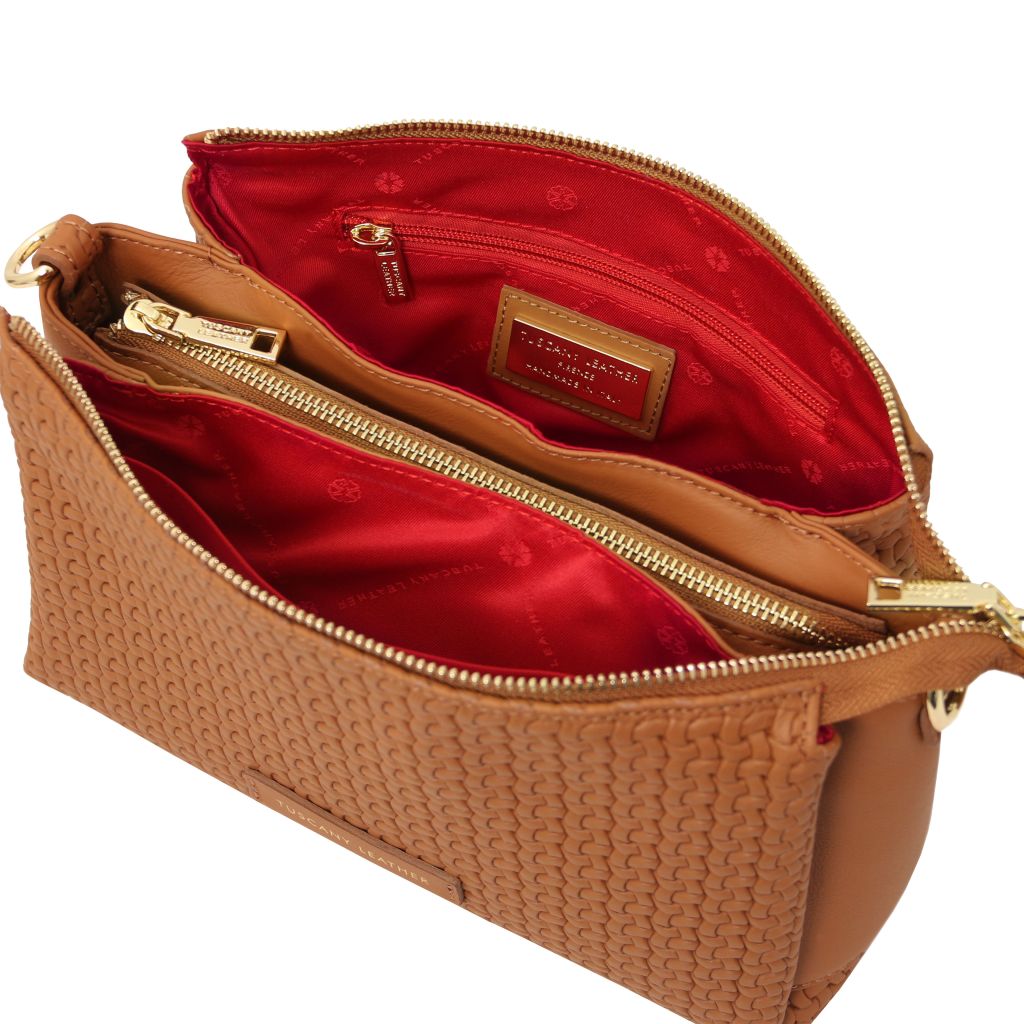 dedalo-woven-printed-leather-shoulder-bag-tl142577 - Konjakki - kuva 6