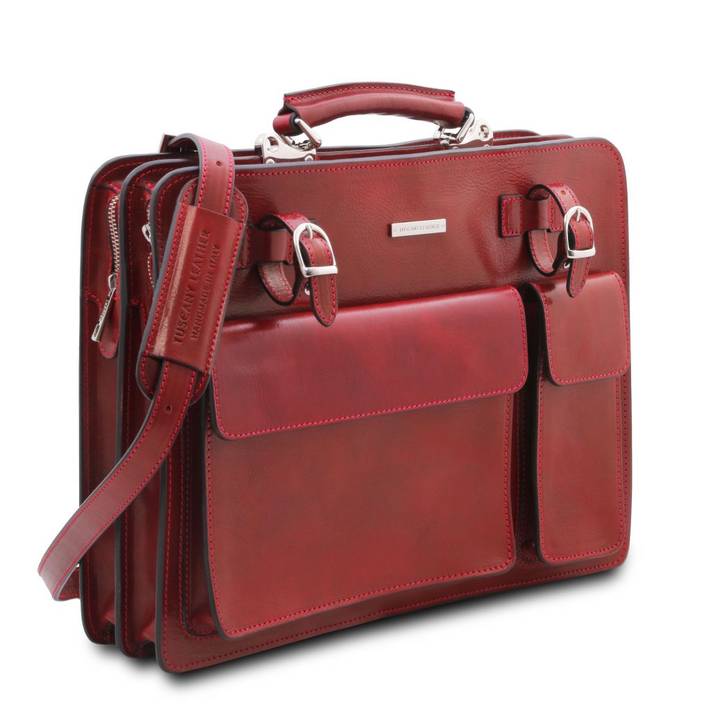 venezia-leather-briefcase-2-compartments-tl141268 - Punainen - kuva 2