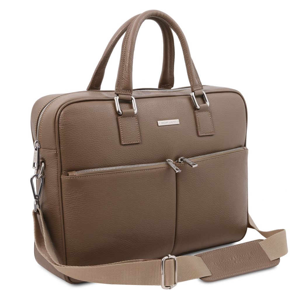 treviso-leather-laptop-briefcase-tl142546 - Tumma taupe - kuva 2