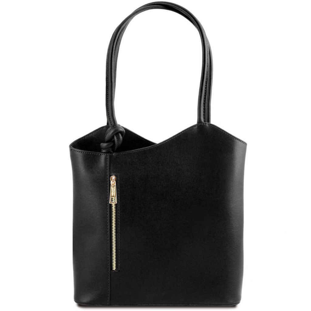 patty-saffiano-leather-convertible-backpack-shoulderbag-tl141455 - Musta