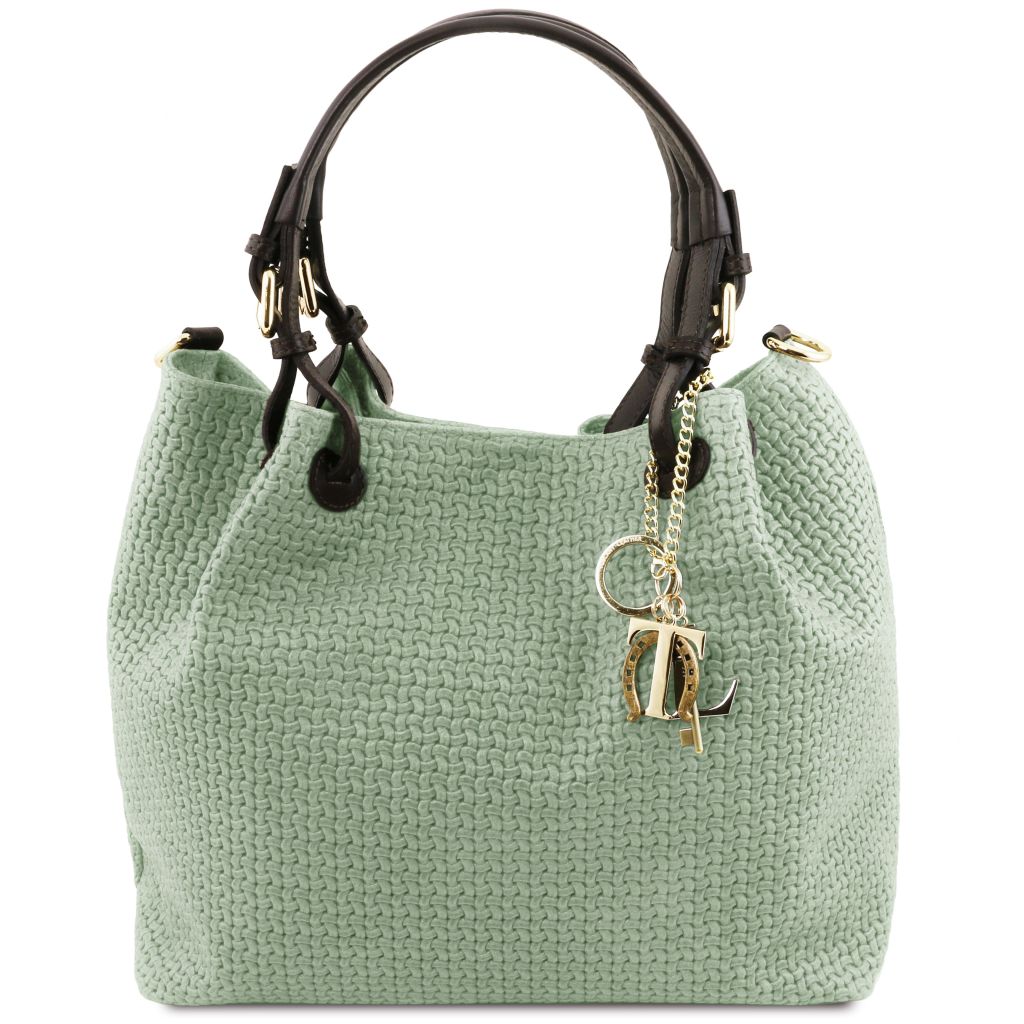 tl-keyluck-woven-printed-leather-shopping-bag-tl141573 - Mintunvihreä